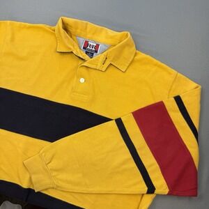 Vintage Men's Rugby Block Long Sleeve Shirt R&R Jean Co Navy Yellow Size XL